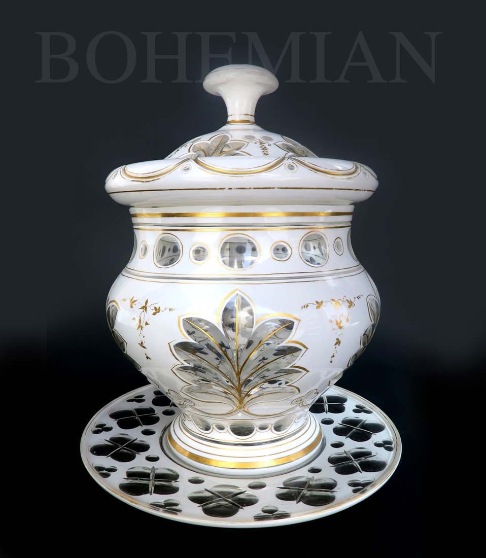 Large 19th Century Bohemian Soup Bowl: large 19th C Bohemian Soup Bowl. H 13.5" x W 11.5"