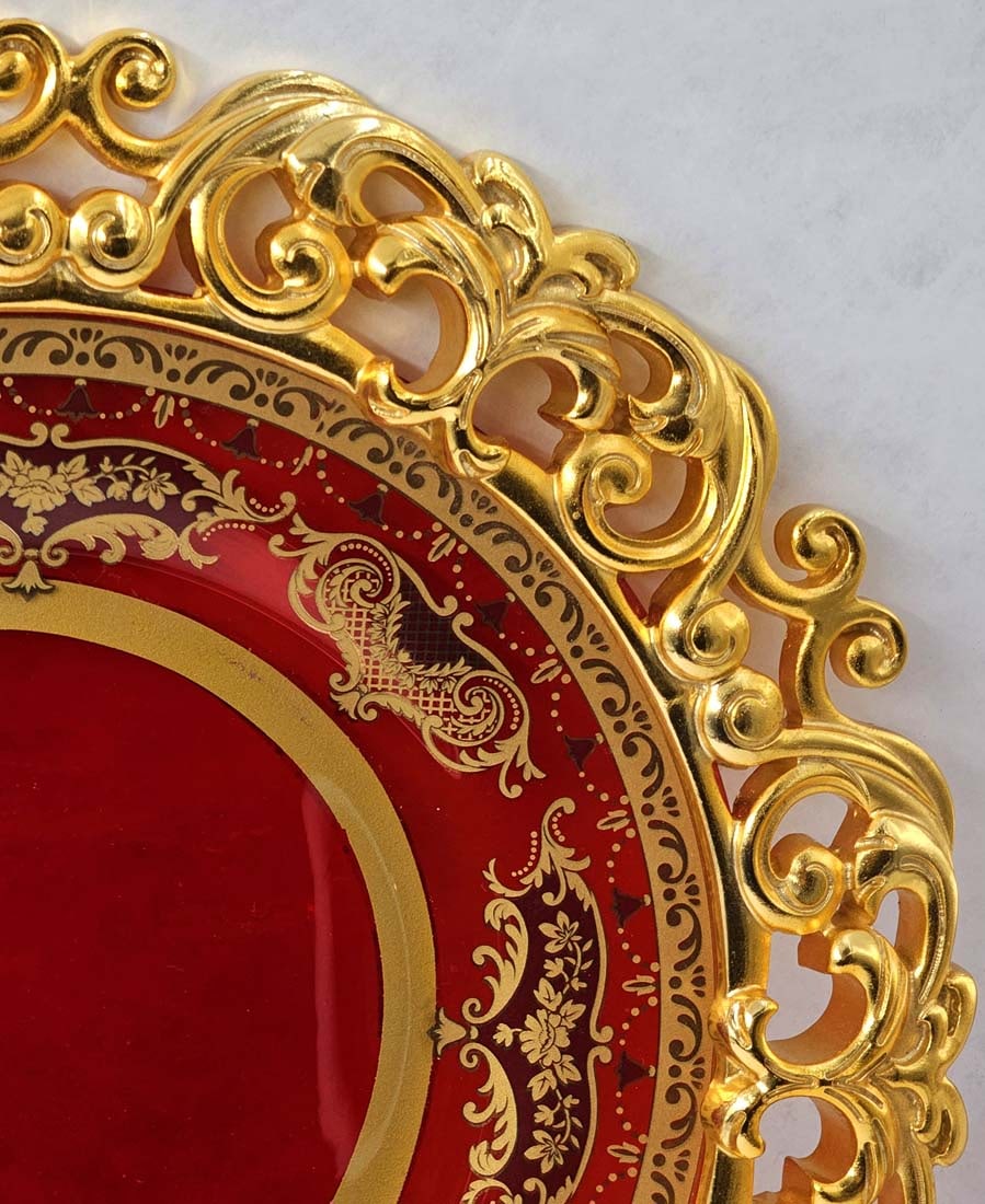 Handmade Gold Plated Ruby Red Crystal Set - 3