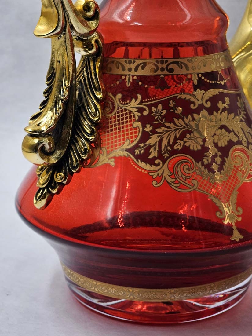 Handmade Gold Plated Ruby Red Crystal Set - 9