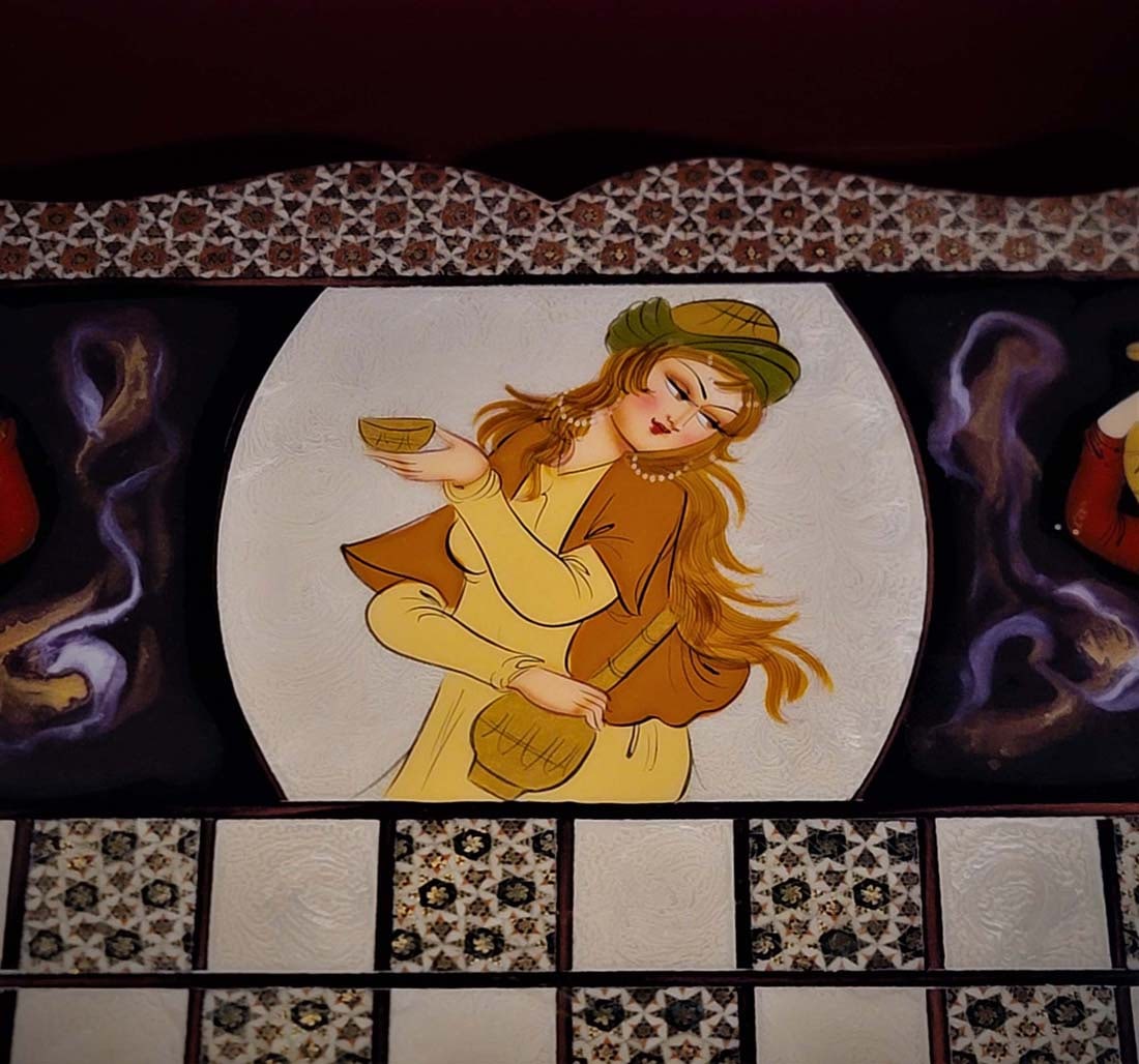 Persian Hand Painted Isfahan Khatam Backgammon Set - 4