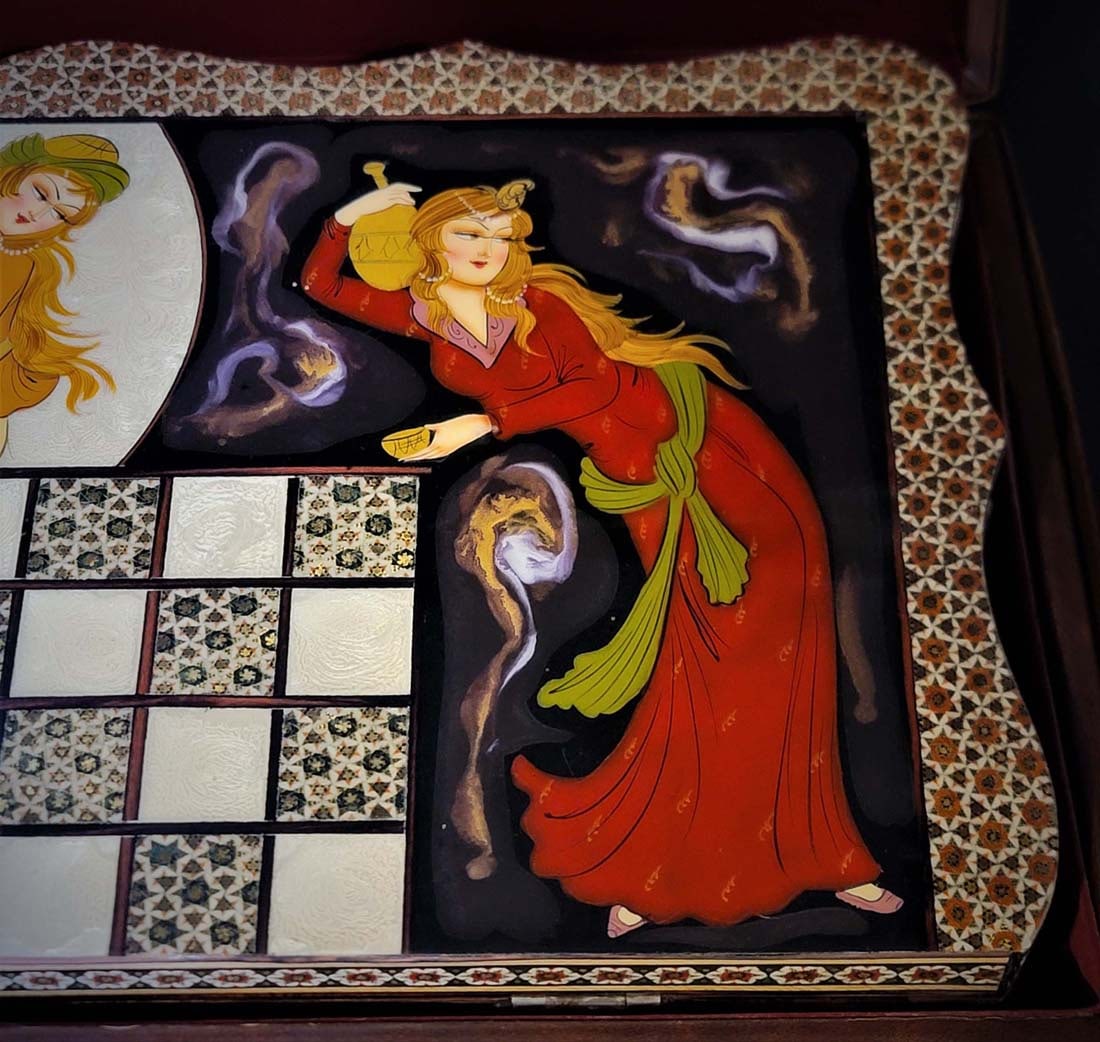 Persian Hand Painted Isfahan Khatam Backgammon Set - 6