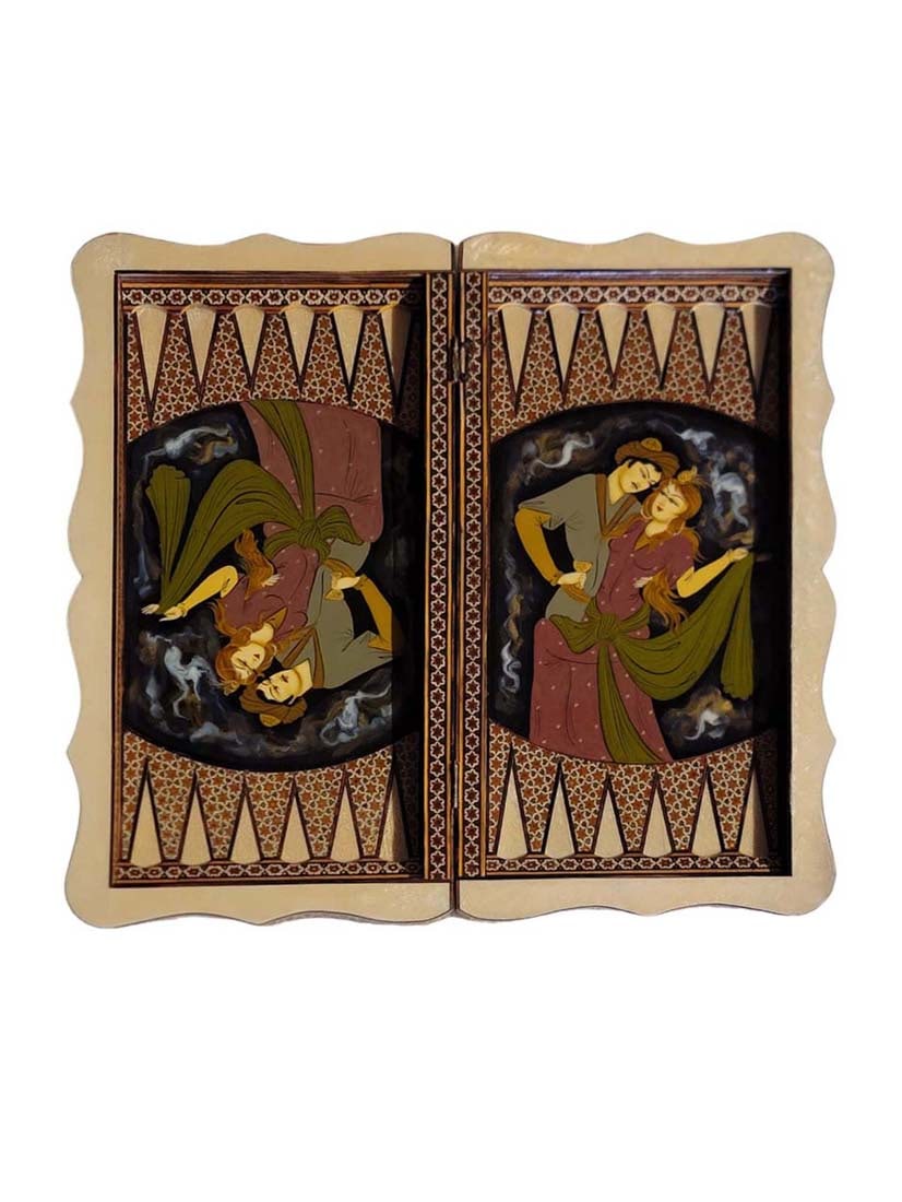Persian Hand Painted Isfahan Khatam Backgammon Set - 8