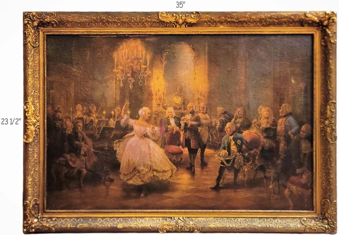 Large Late 19th C. Georg Schobel French Court Print With Gilt Frame: Large Late 19th C. Georg Schobel French Court Print With Gilt Frame. Frame: 23 1/2" x 35" \ Print: 21 1/2" x 29 1/2"