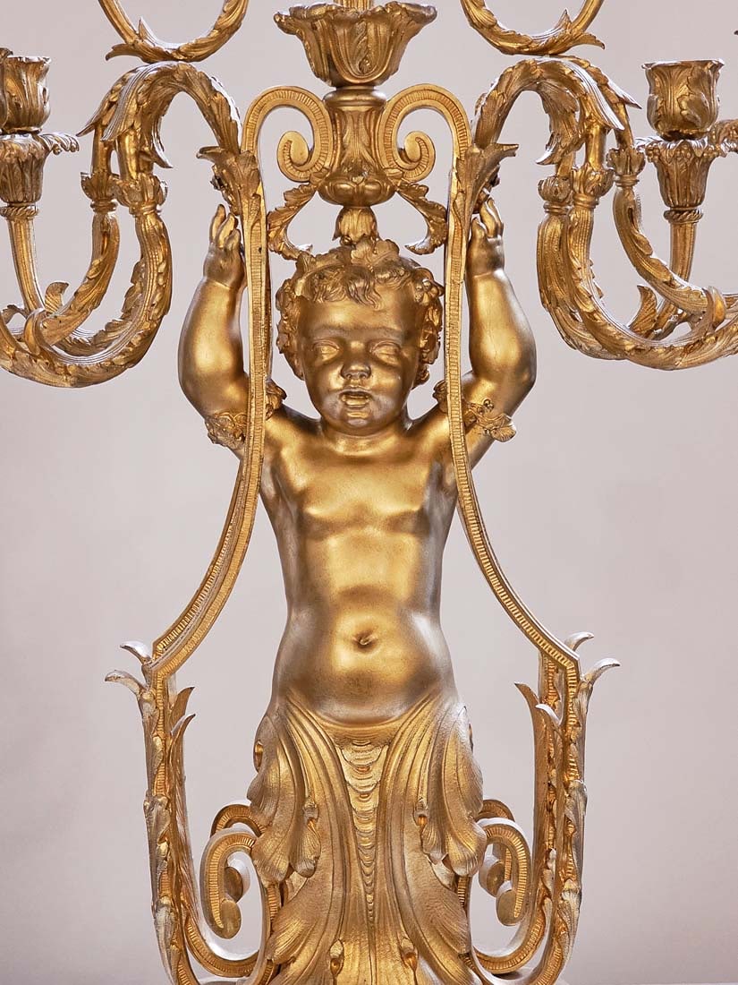 Pair Of Large Figural 19th Century French Gilt Bronze Napoleon III Style Candelabras - 2