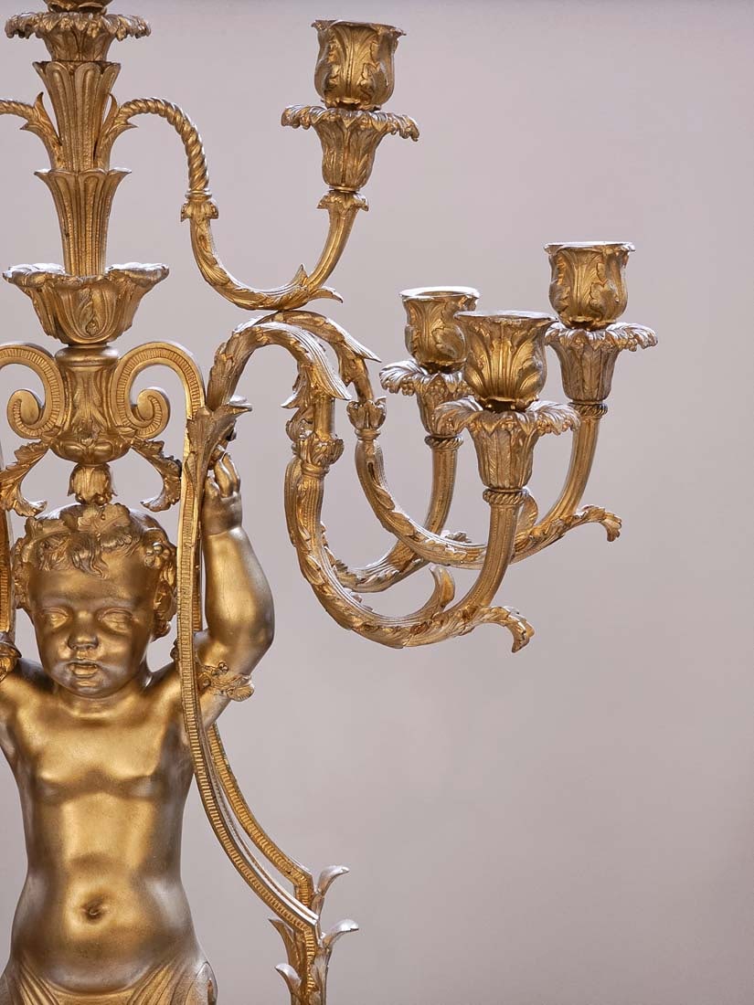 Pair Of Large Figural 19th Century French Gilt Bronze Napoleon III Style Candelabras - 3