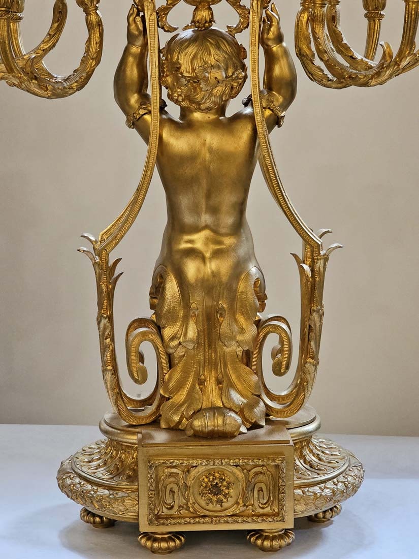 Pair Of Large Figural 19th Century French Gilt Bronze Napoleon III Style Candelabras - 7
