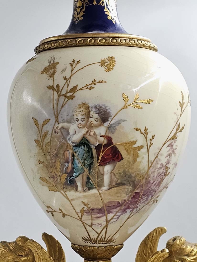 19th C. Figural Bronze Sevres Clock, Signed - 11