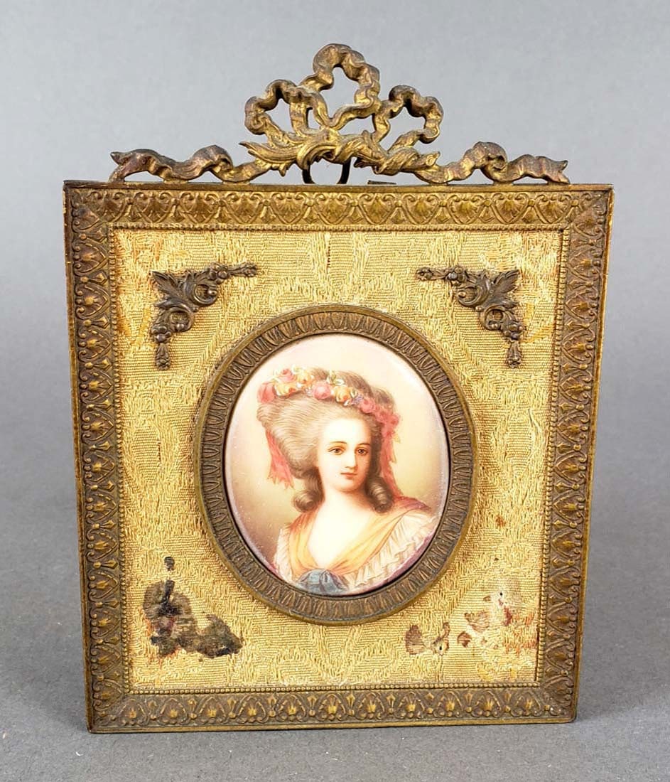 French Porcelain Plaque in Bronze Frame (1 of 3)