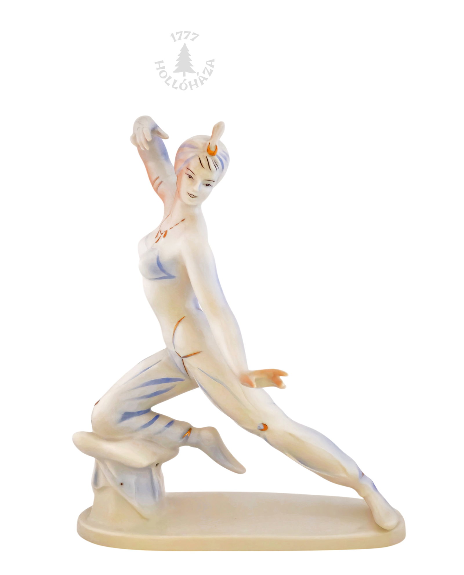 Vintage 1950-1960's Orientalist Dancer Hollohaza Hungary Hand-Painted Porcelain: Vintage 1950-1960's Orientalist Dancer Hollohaza Hungary Hand-Painted Porcelain. H 10" x W 3" x L 7 1/2"
