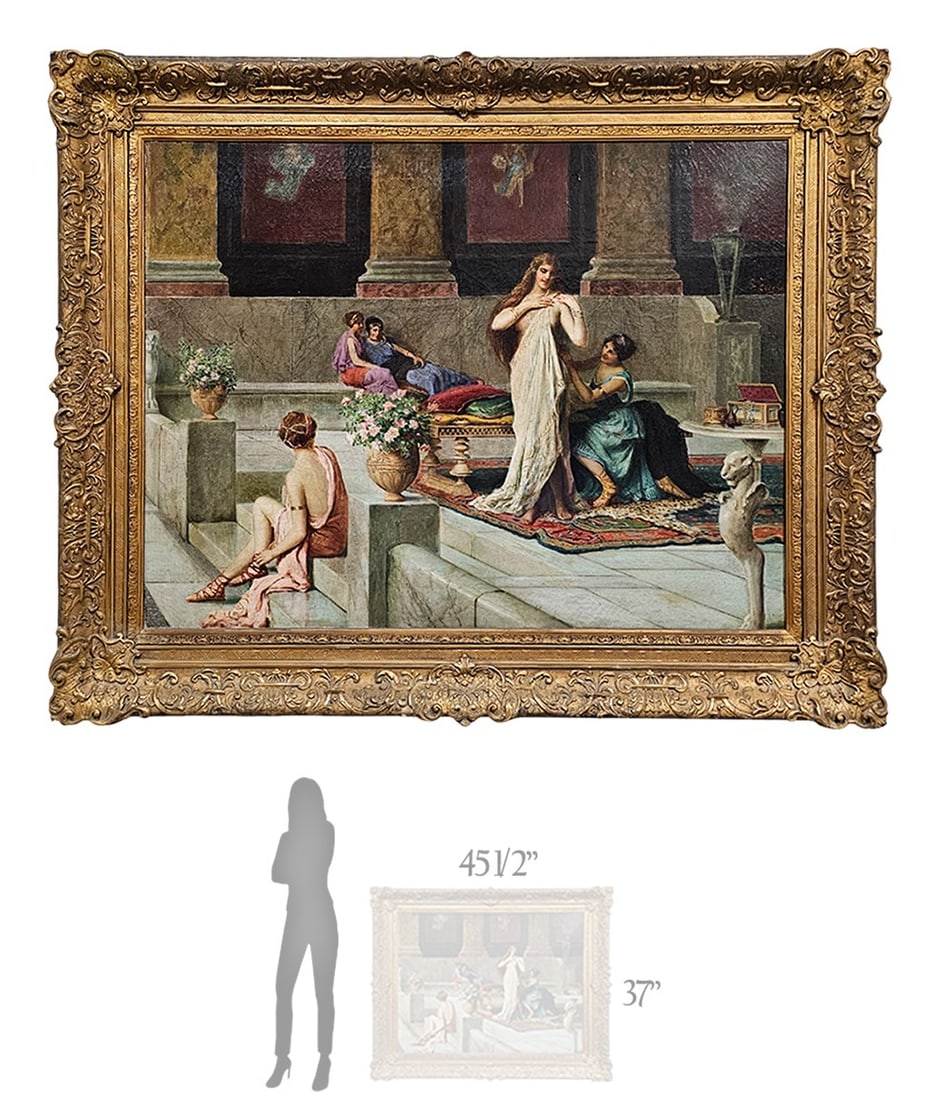 Late 19th C. \ Early 20th C. Oil On Canvas After Turkish Bath Painting (1 of 11)