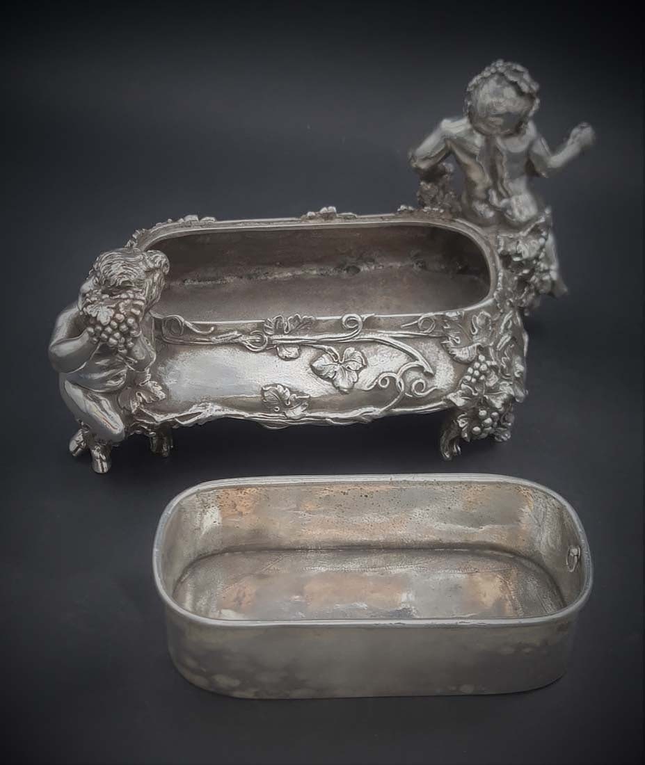 19th C. Art Nova Figural Silver Plated Bronze Centerpiece - 3