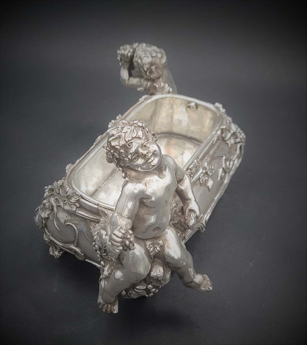 19th C. Art Nova Figural Silver Plated Bronze Centerpiece - 5