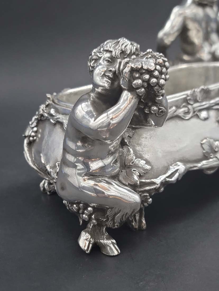 19th C. Art Nova Figural Silver Plated Bronze Centerpiece - 6