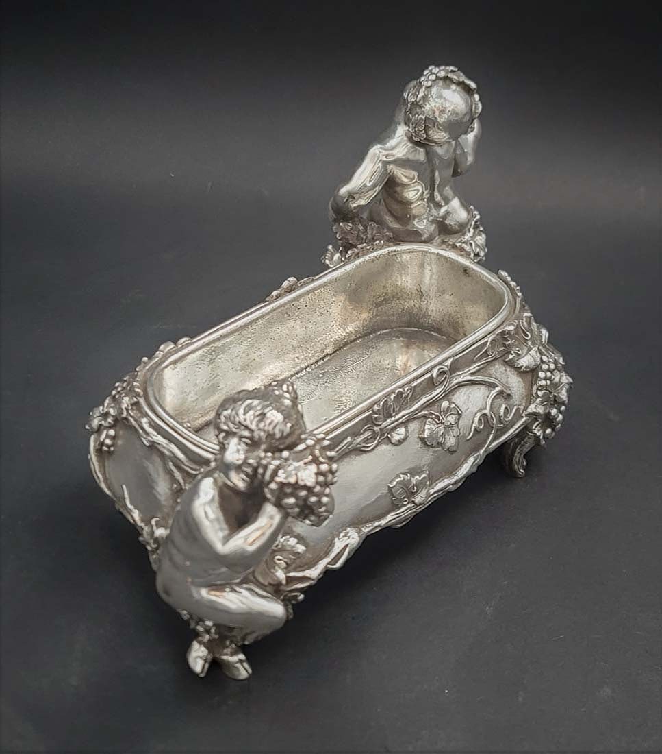 19th C. Art Nova Figural Silver Plated Bronze Centerpiece - 7