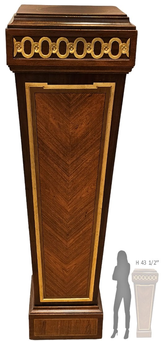 Large Bronze Mounted Pedestal: Large Bronze Mounted Pedestal. H 43 1/2" x W 13" x L 17"