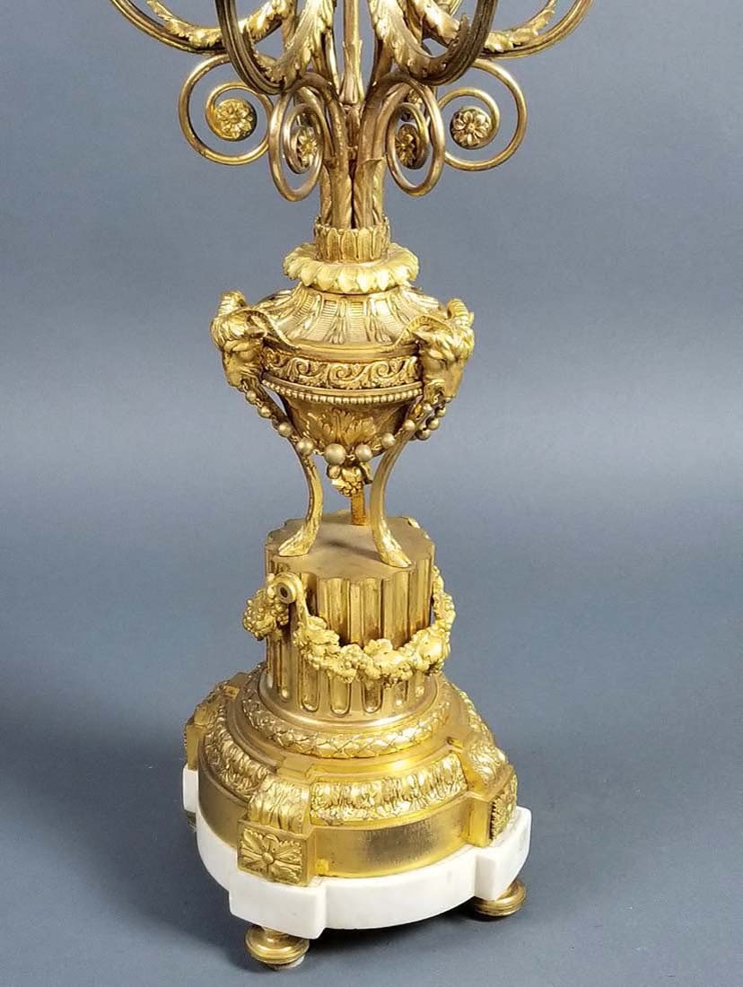 19th C. 3 Pc. French Gilt Bronze and Marble Clockset - 9