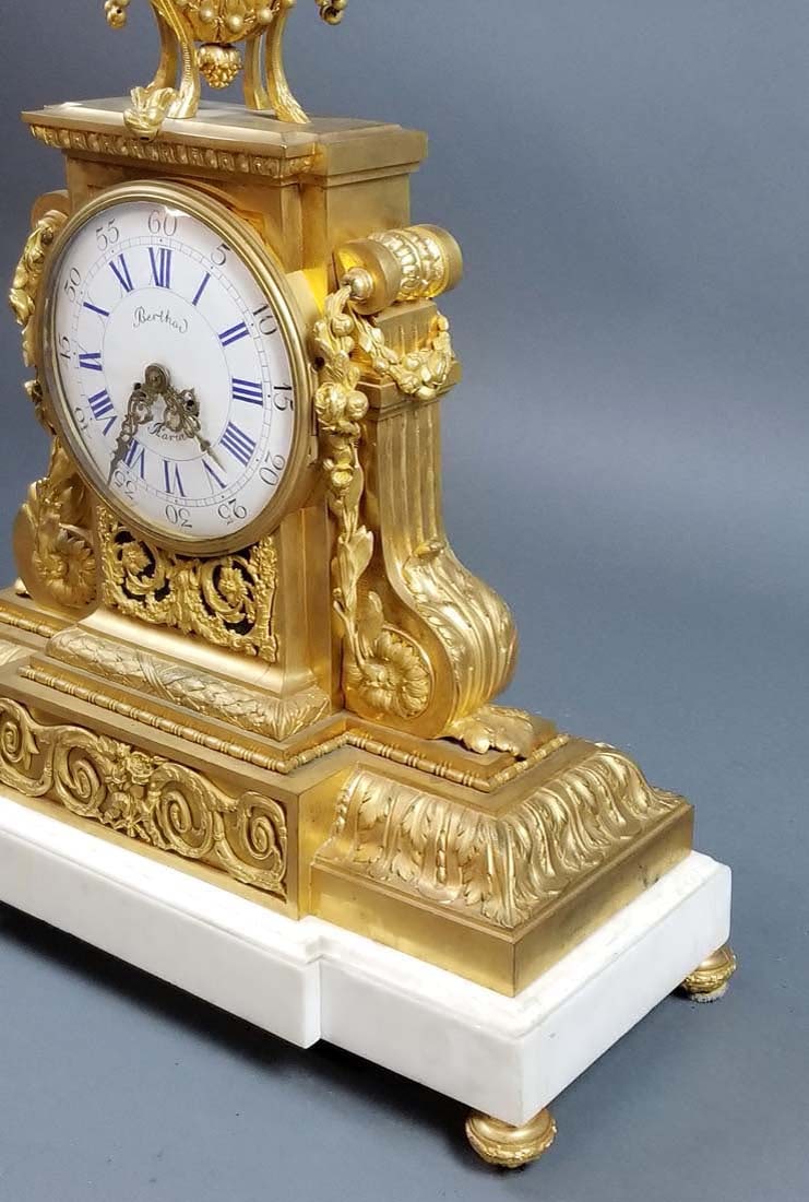 19th C. 3 Pc. French Gilt Bronze and Marble Clockset - 4