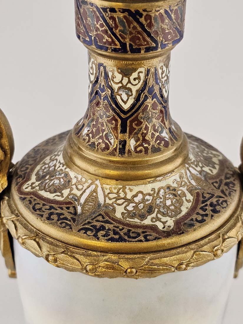 19th C. Bronze Mounted Figural French Hand Painted Sevres Baroque Urns, Signed - 14