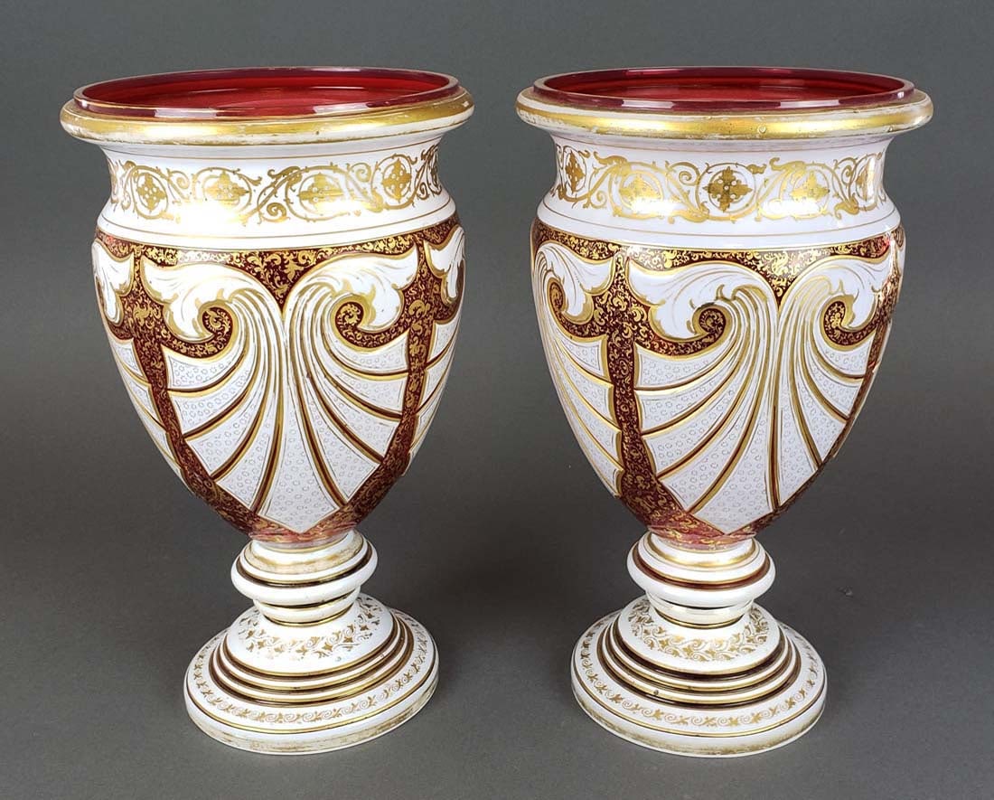 Pair of Large Bohemian Cut Vases (1 of 4)