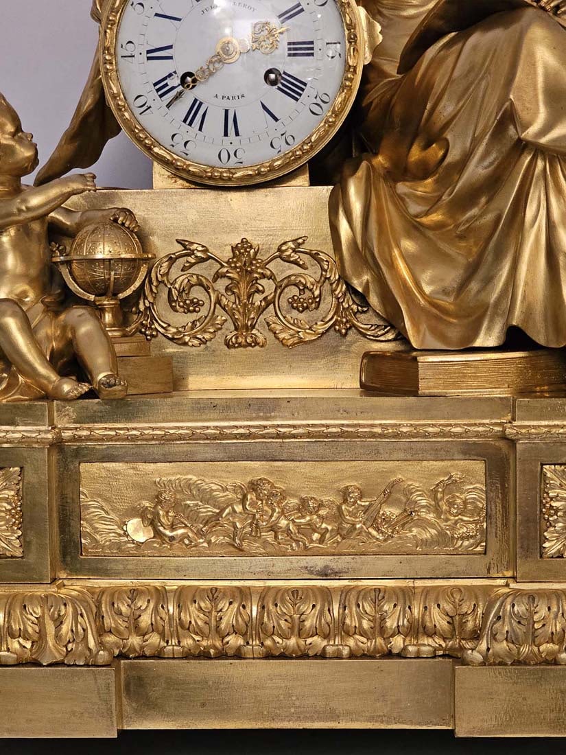 Large 19th C. French Empire Gilt Bronze Figural Clock Signed By Julien Leroy - 6