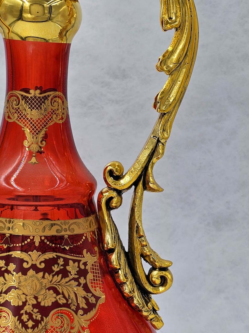 Handmade Gold Plated Ruby Red Crystal Set - 6