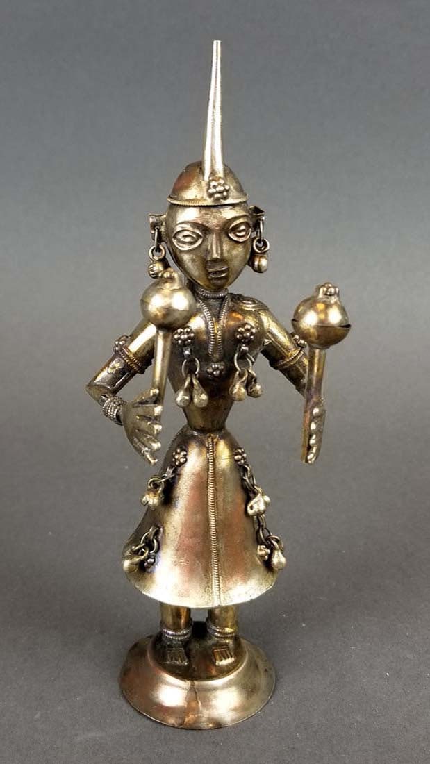 Indian Silverplated Figure: Indian Silverplated Figure. Measures H: 7 1/4" W: 2 3/4". Total weight is 72 grams