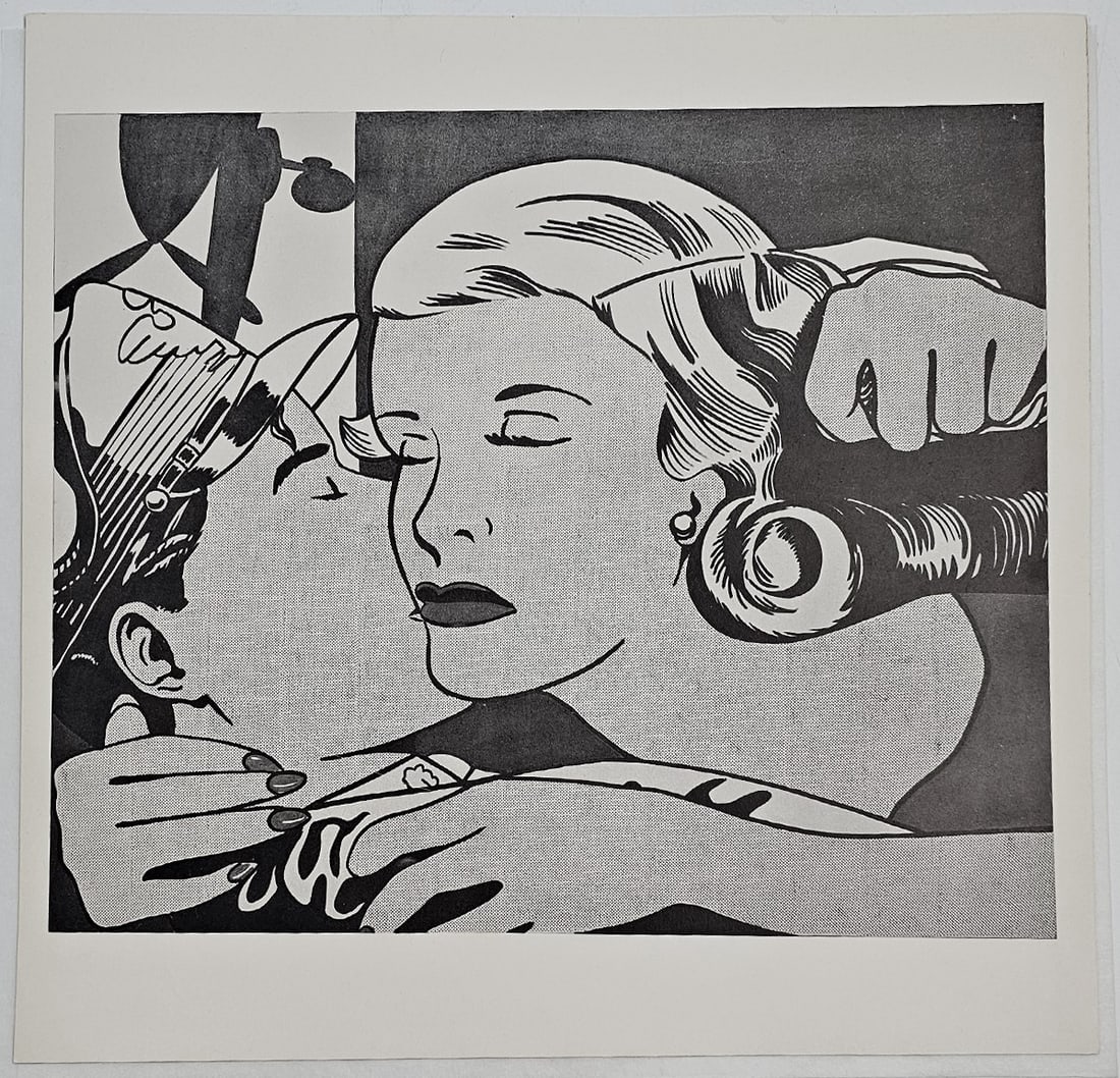 The Kiss, A Vintage Roy Lichtenstein Lithograph Print, COA: The Kiss, A Vintage Roy Lichtenstein Lithograph Print, Print By H.N Abrams 1971, COA. 12" x 12"