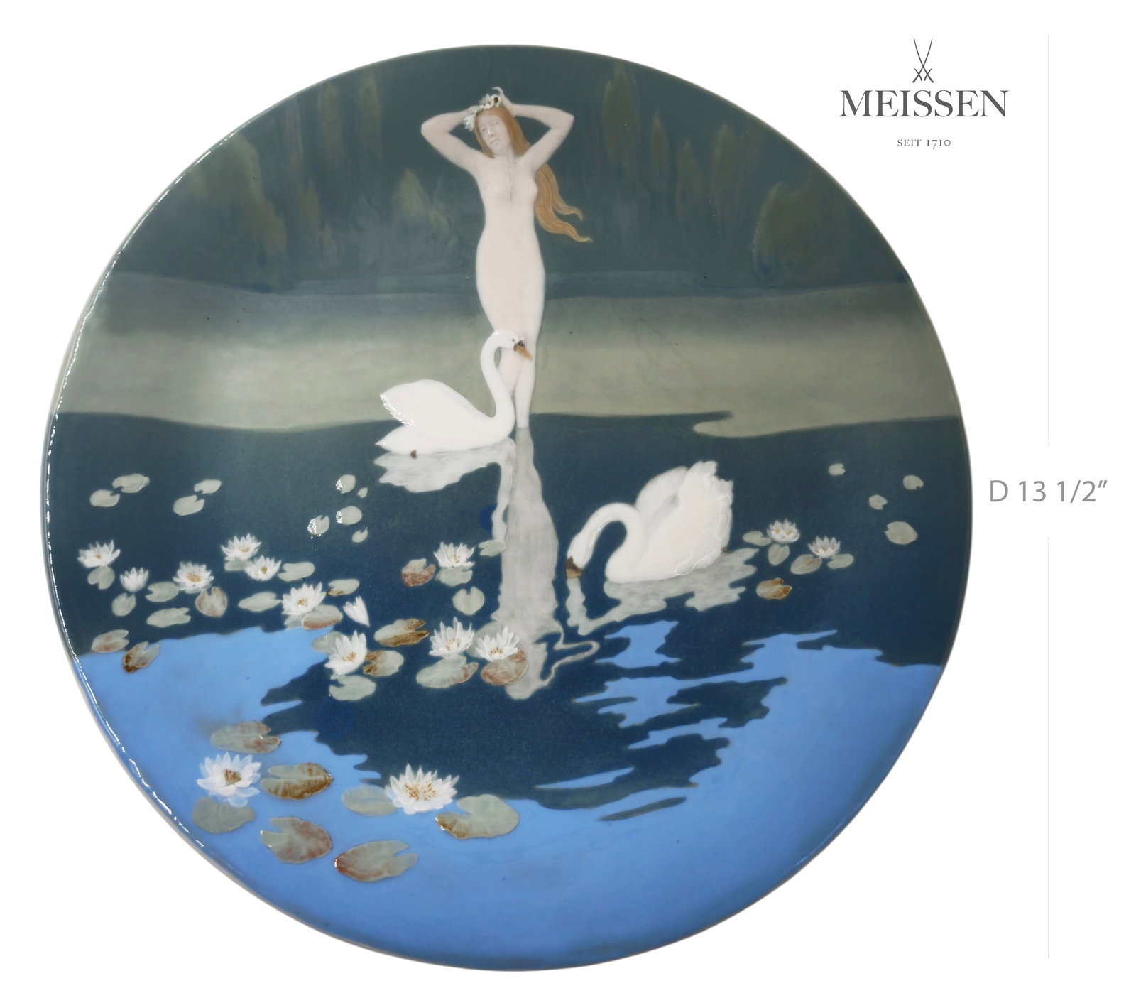 Meissen 'Der Fruhling, Spring' Art Nouveau Decorative Wall Plate: Meissen 'Der Fruhling, Spring' Art Nouveau Decorative Wall Plate. H 1 1/2" x D 13 1/2"