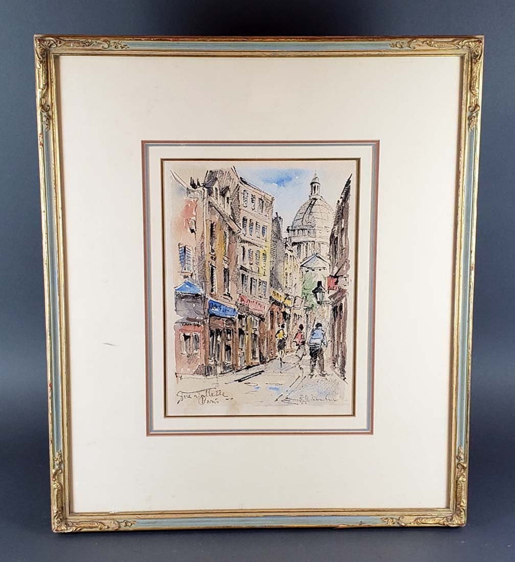 Antique Framed Watercolor Signed: Antique Framed Watercolor Signed. The frame measures 24 1/2" x 21" and the piece measures 13" x 9 1/4"