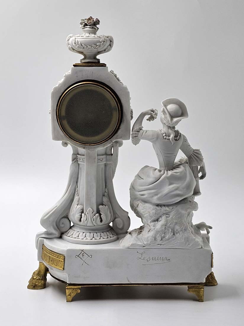 Signed 18th C. Sevres Neoclassical Bisque Porcelain Clock Set - 10