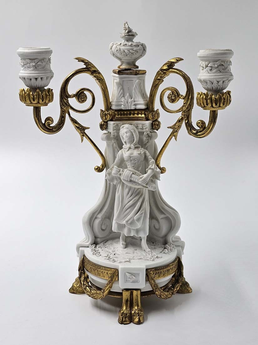 Signed 18th C. Sevres Neoclassical Bisque Porcelain Clock Set - 12