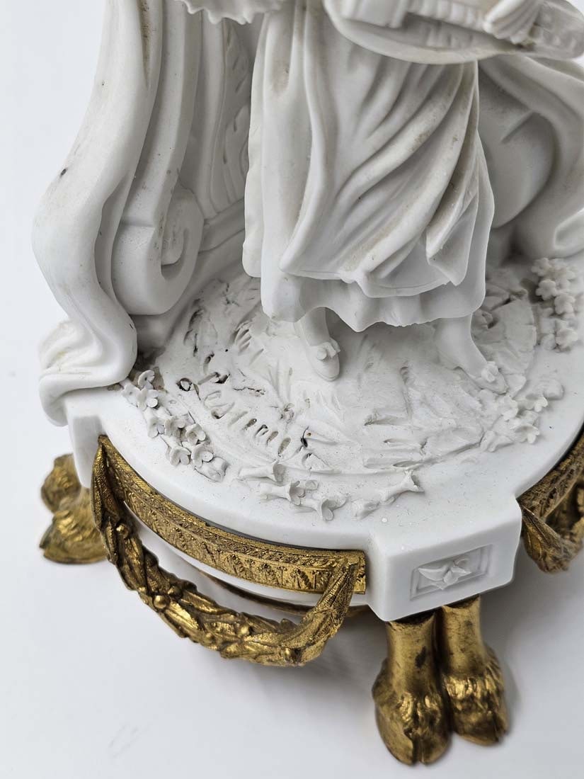 Signed 18th C. Sevres Neoclassical Bisque Porcelain Clock Set - 13