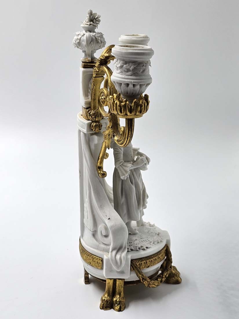 Signed 18th C. Sevres Neoclassical Bisque Porcelain Clock Set - 15