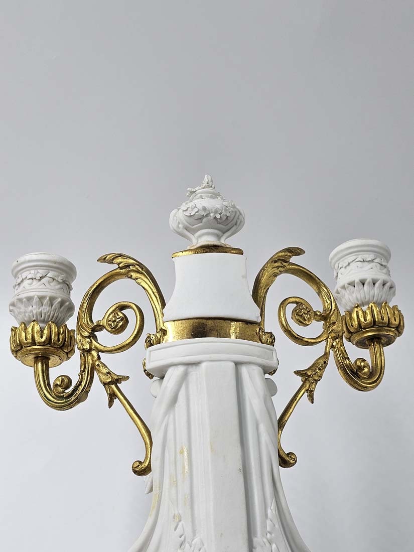 Signed 18th C. Sevres Neoclassical Bisque Porcelain Clock Set - 16