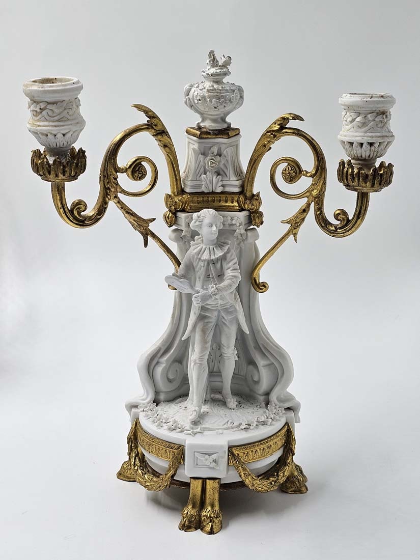 Signed 18th C. Sevres Neoclassical Bisque Porcelain Clock Set - 18