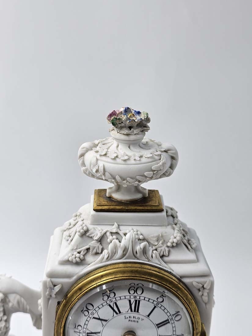 Signed 18th C. Sevres Neoclassical Bisque Porcelain Clock Set - 6
