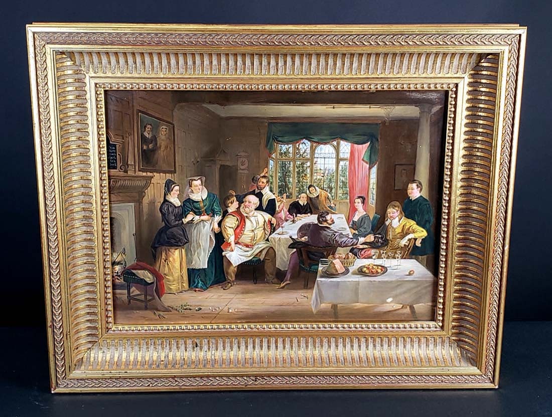 George Gray Signed English Plaque "Tavern Scene", Circa: George Gray Signed English Plaque "Tavern Scene", Circa 1861. The frame measures 24 3/4" x 20" and the plaque measures 13" x 18"