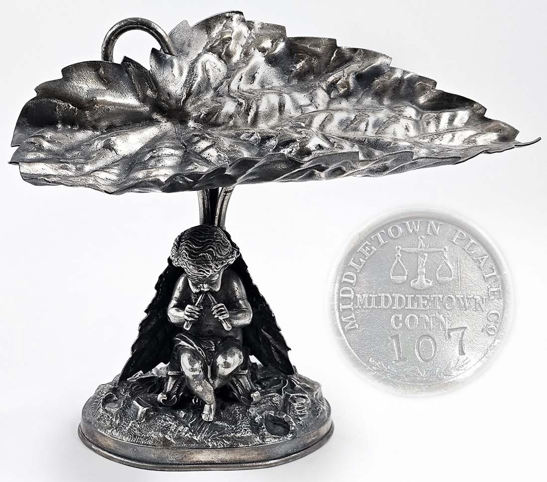 Numbered Art Nouveau Figural Silverplated Taza \ Centerpiece: Numbered Art Nouveau Figural Silverplated Taza \ Centerpiece. H 8" x W 5" x L 8 1/2"