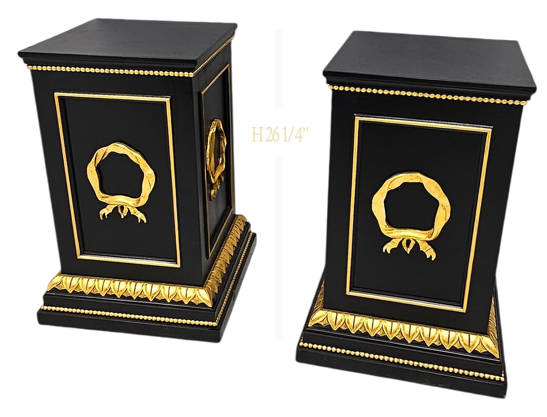 Pair French Louis XIV Style Gilt-Bronze Mounted Pedestals: Pair French Louis XIV Style Gilt-Bronze Mounted Pedestals. H 26 1/4" x W 17 7/8"