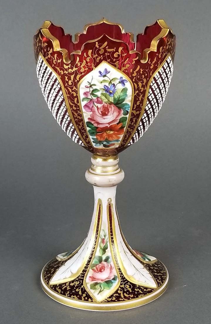 19th C. Bohemian Diamond Cut Goblet: 19th C. Bohemian Diamond Cut Goblet. Measures H: 7 3/4" W: 4"