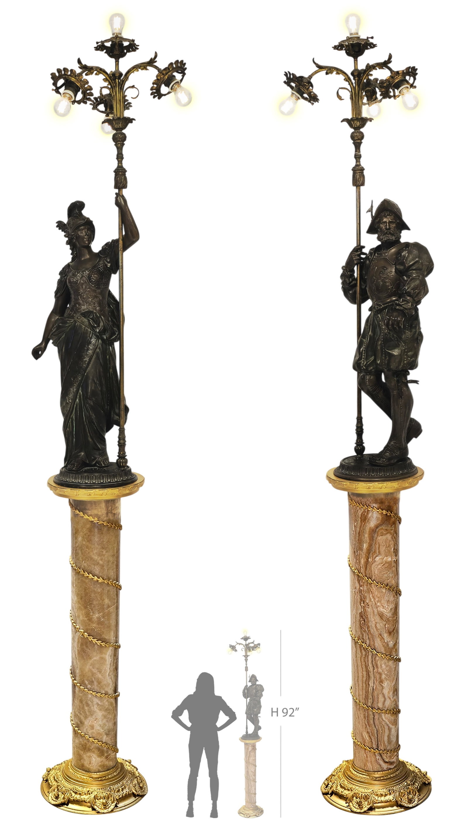Pair Of 19th C. French Neoclassical Figural Torchieres: Pair Of 19th C. French Neoclassical Figural Torchieres. H 53 1/2" x W 16 1/2"