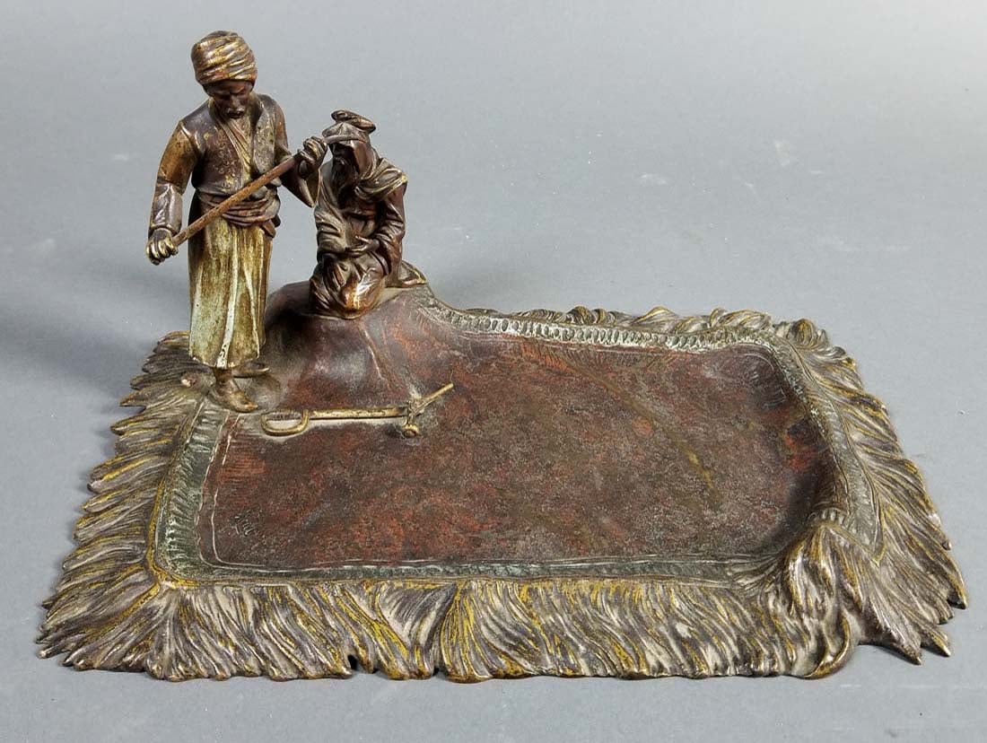Late 19th C. Austrian Cold Painted Group Signed: Late 19th C. Austrian Cold Painted Group Signed. Measures H: 6 3/4" W: 13"