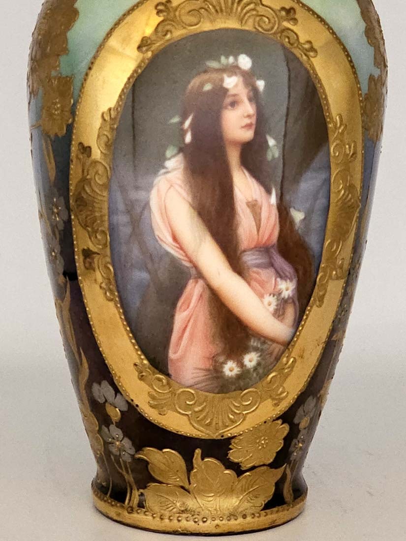 19th C. Royal Vienna Bronze Mounted Vase, Signed - 3