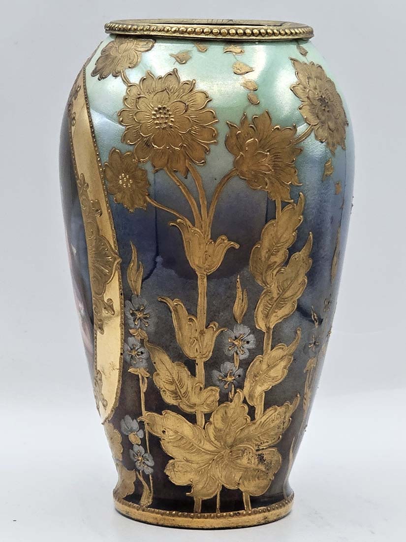 19th C. Royal Vienna Bronze Mounted Vase, Signed - 4