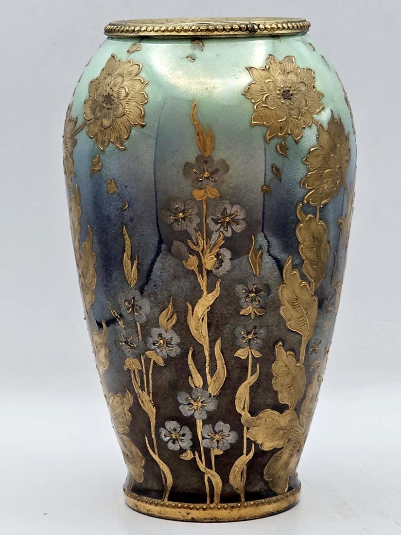 19th C. Royal Vienna Bronze Mounted Vase, Signed - 5