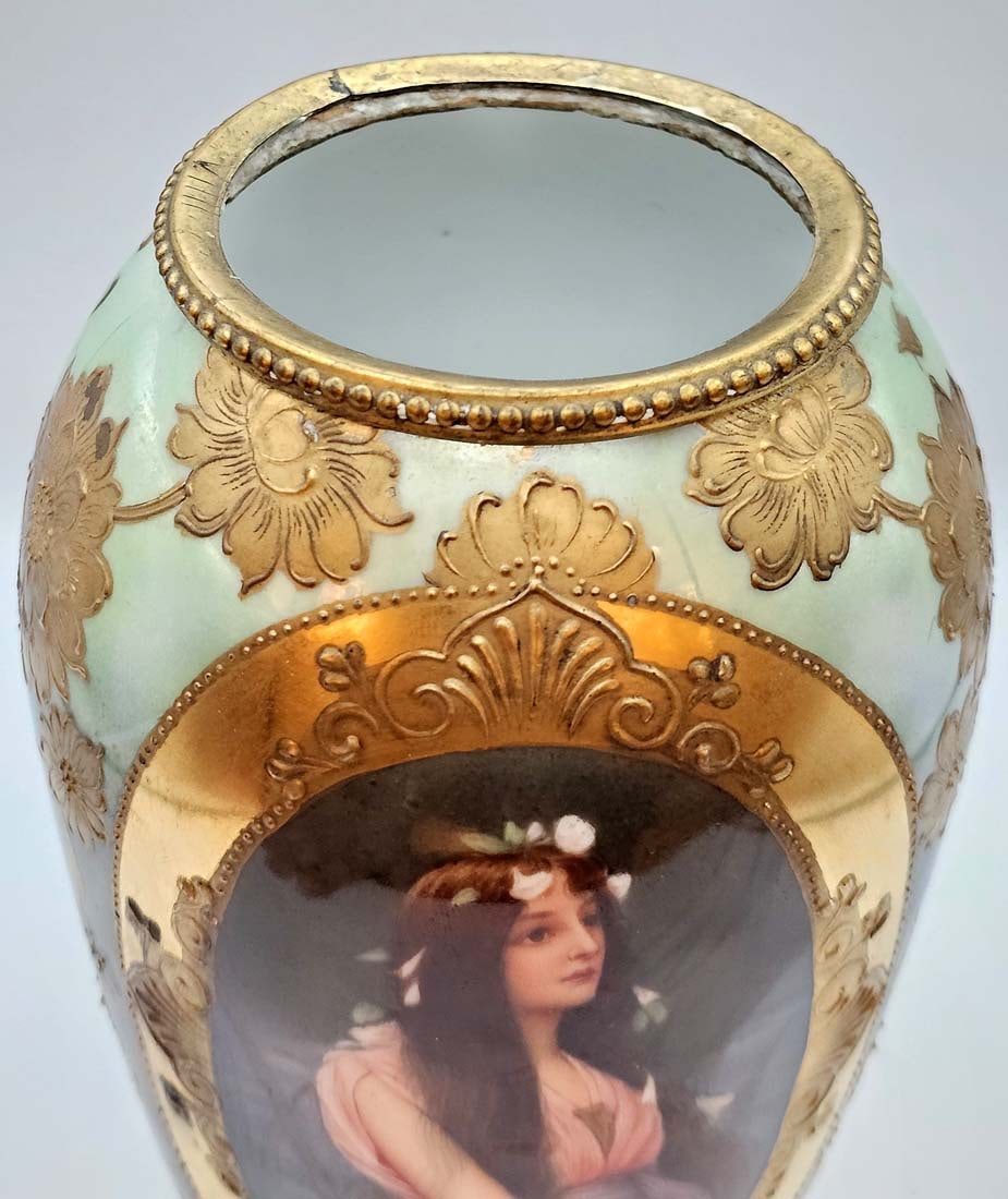 19th C. Royal Vienna Bronze Mounted Vase, Signed - 7