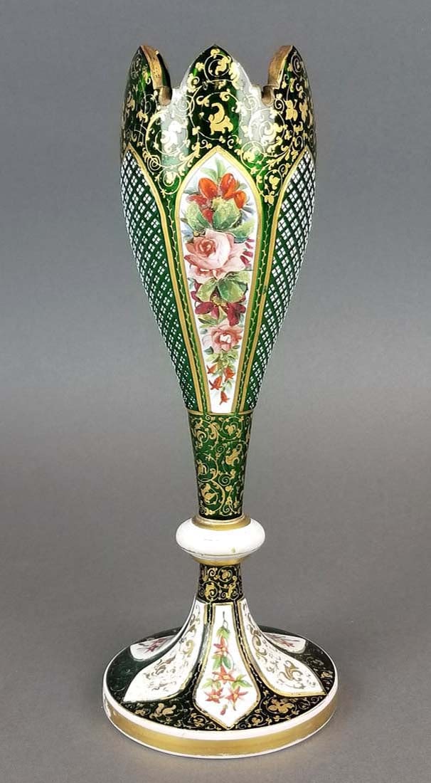 19th C. Bohemian Diamond Cut Vase: 19th C. Bohemian Diamond Cut Vase. Measures H: 11 1/4" W: 4 1/4"