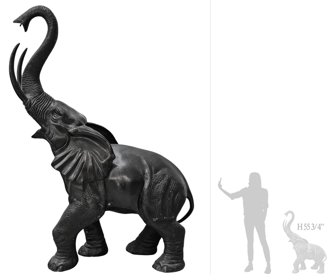 Large Continental Figural Bronze Elephant Statue: Large Continental Figural Bronze Elephant Statue. H 55 3/4" x W 14 1/2" x L 37 1/2"