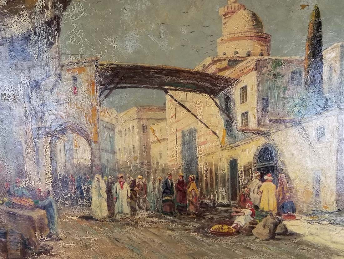 I.R. Abel Signed Large Orientalist Oil on Canvas - 2