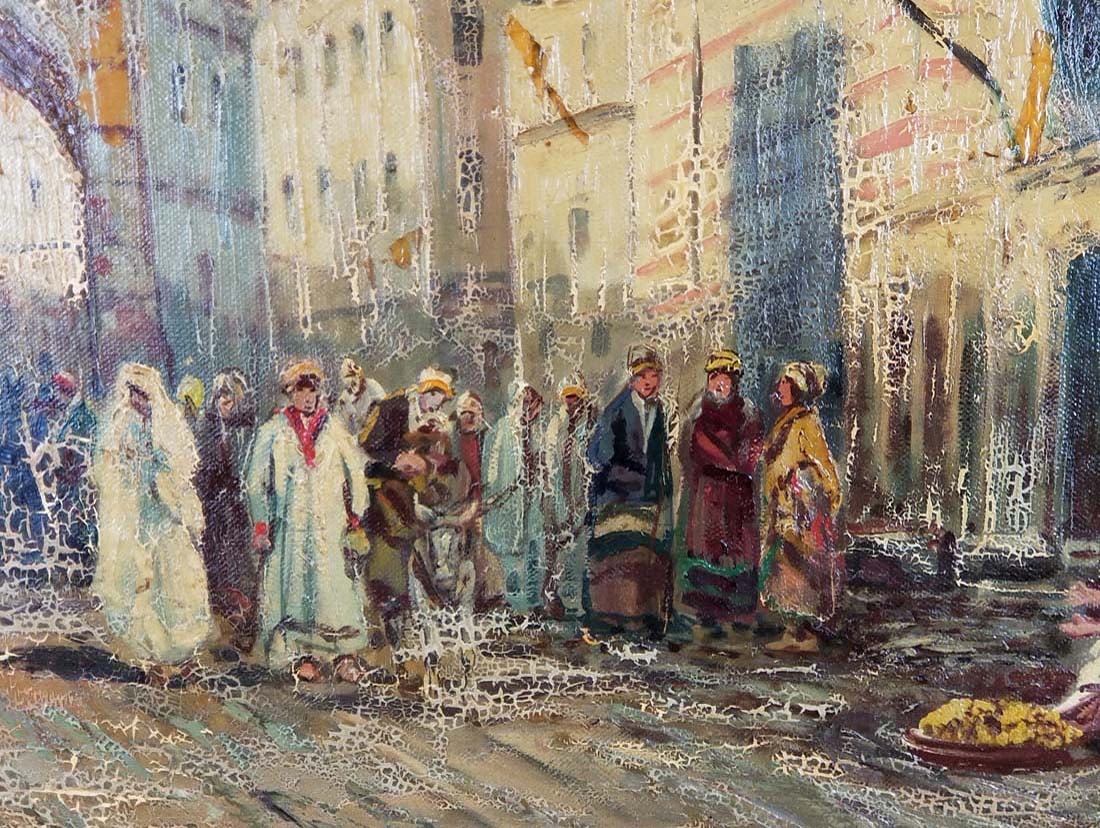 I.R. Abel Signed Large Orientalist Oil on Canvas - 3